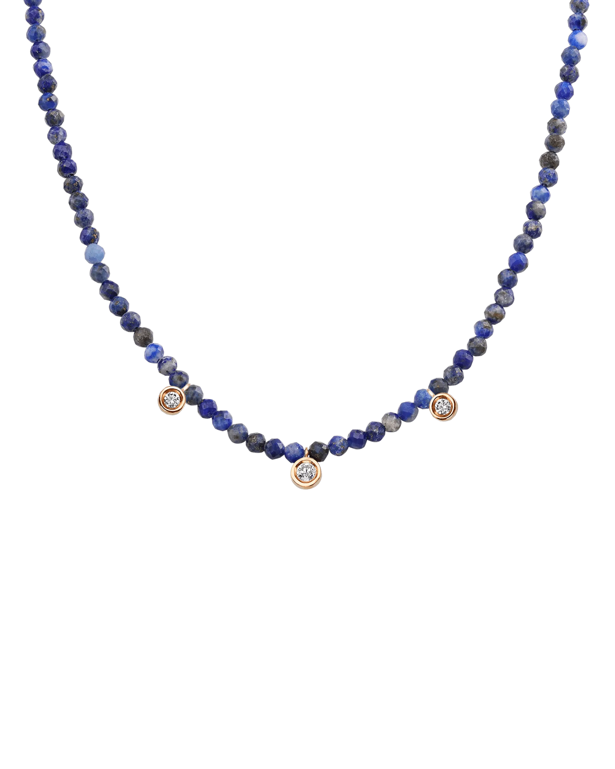 Jade Gemstone & Three diamonds Necklace - 14K White Gold