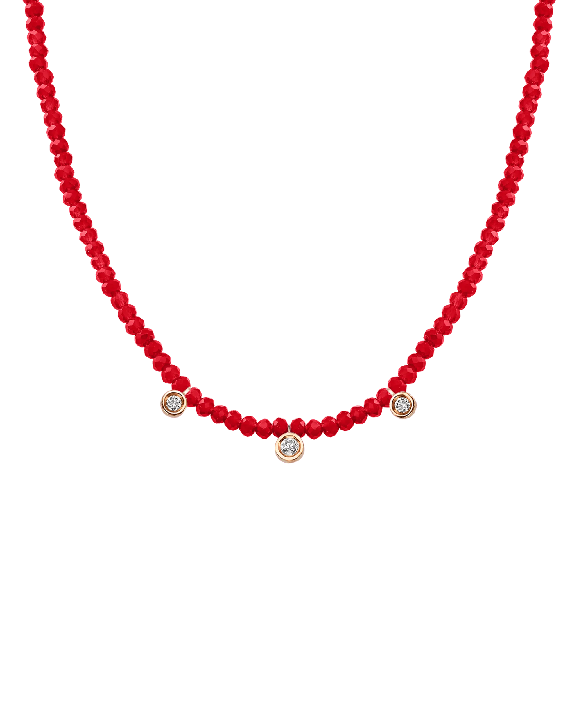 Jade Gemstone & Three diamonds Necklace - 14K White Gold