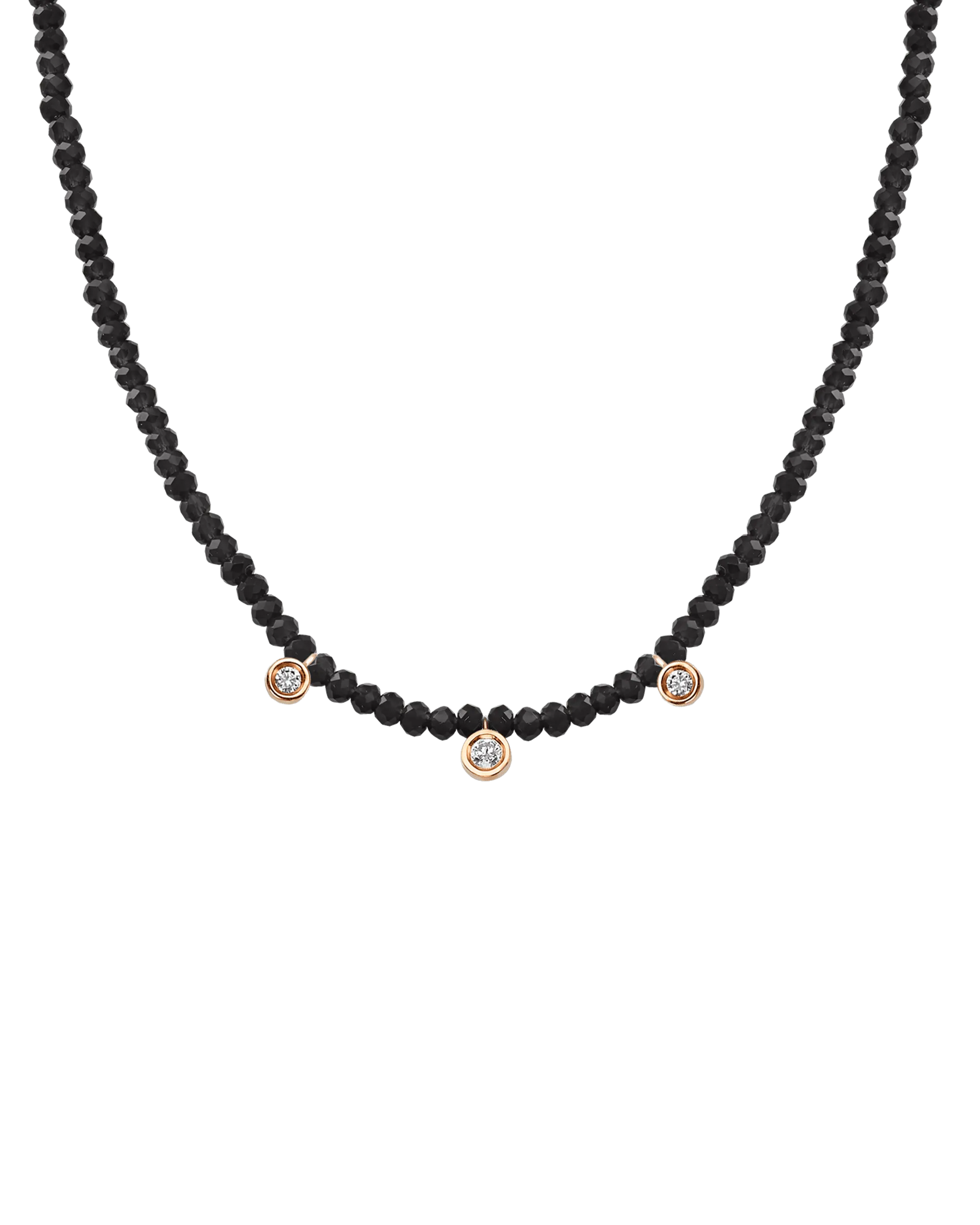 Jade Gemstone & Three diamonds Necklace - 14K White Gold