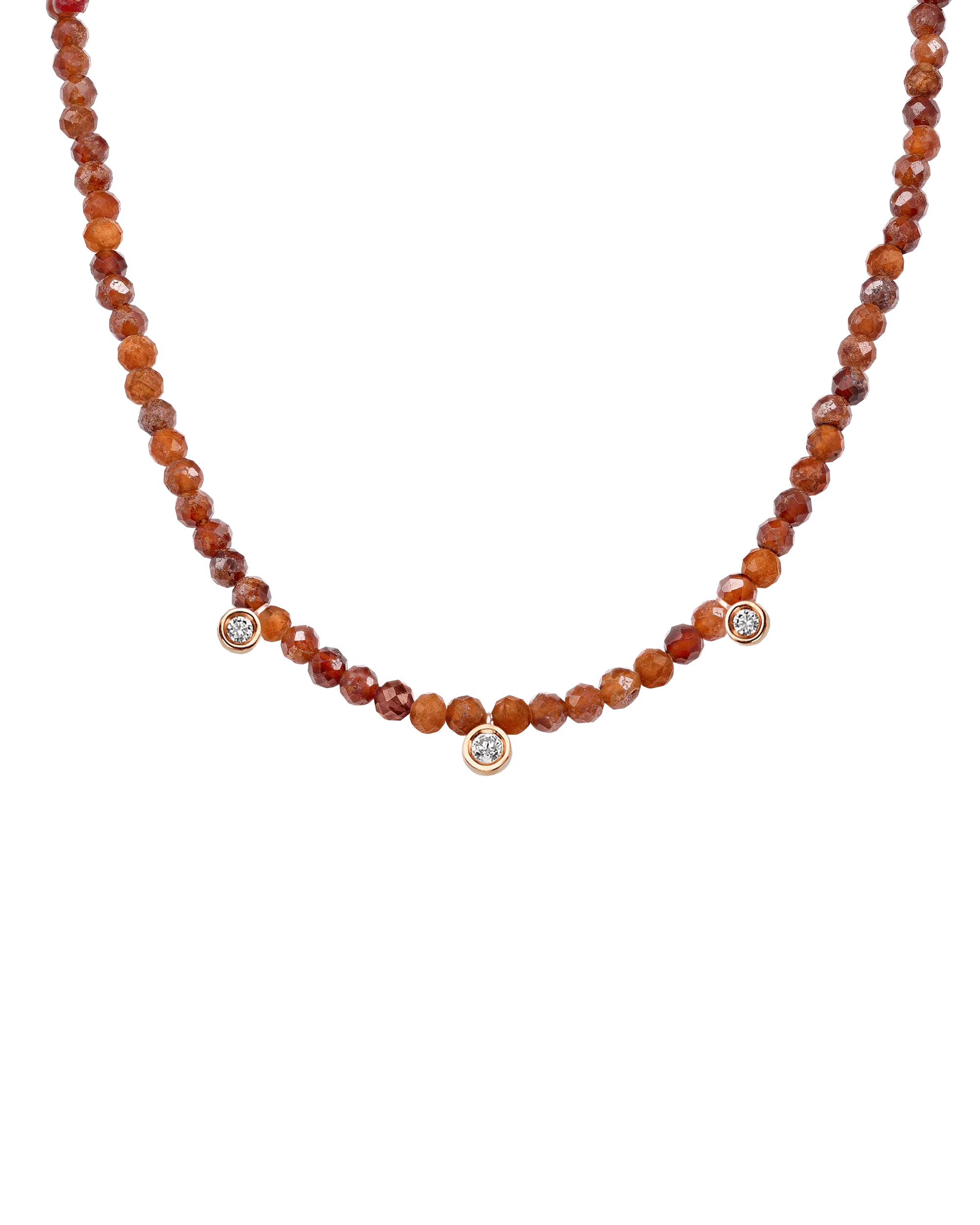 Jade Gemstone & Three diamonds Necklace - 14K White Gold