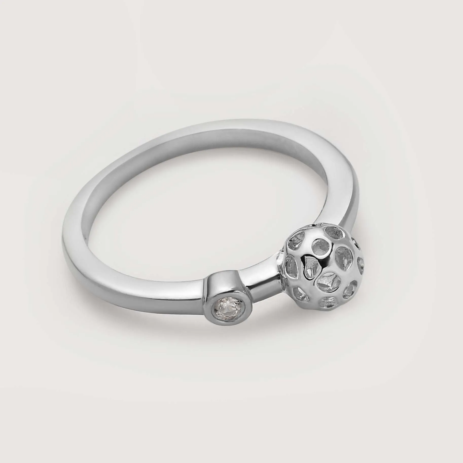 Lattice Globe Ring with Natural Cambodian Zircon