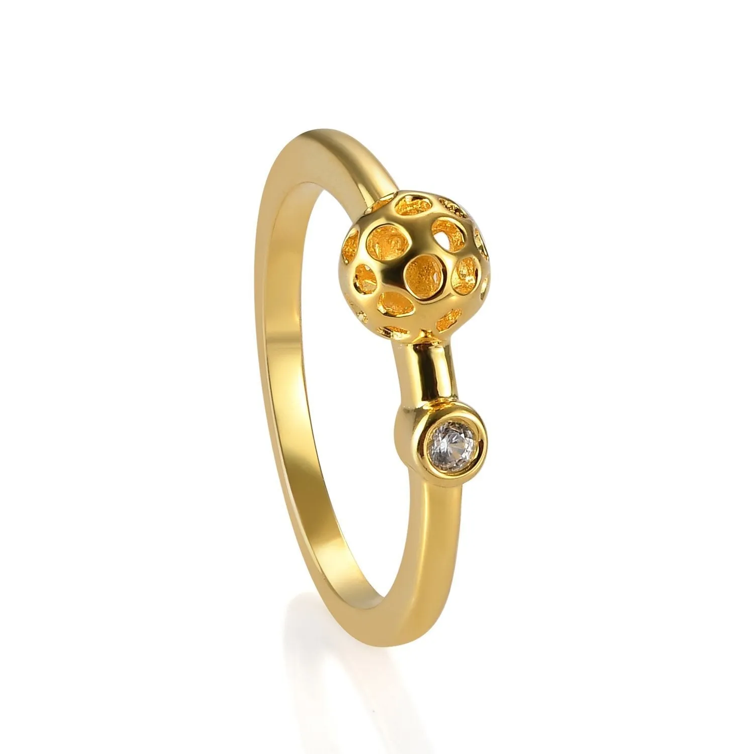Lattice Globe Ring with Natural Cambodian Zircon