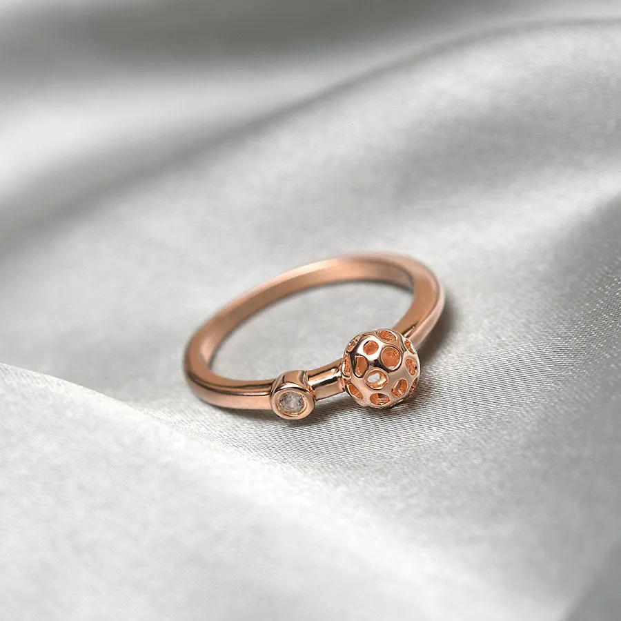 Lattice Globe Ring with Natural Cambodian Zircon