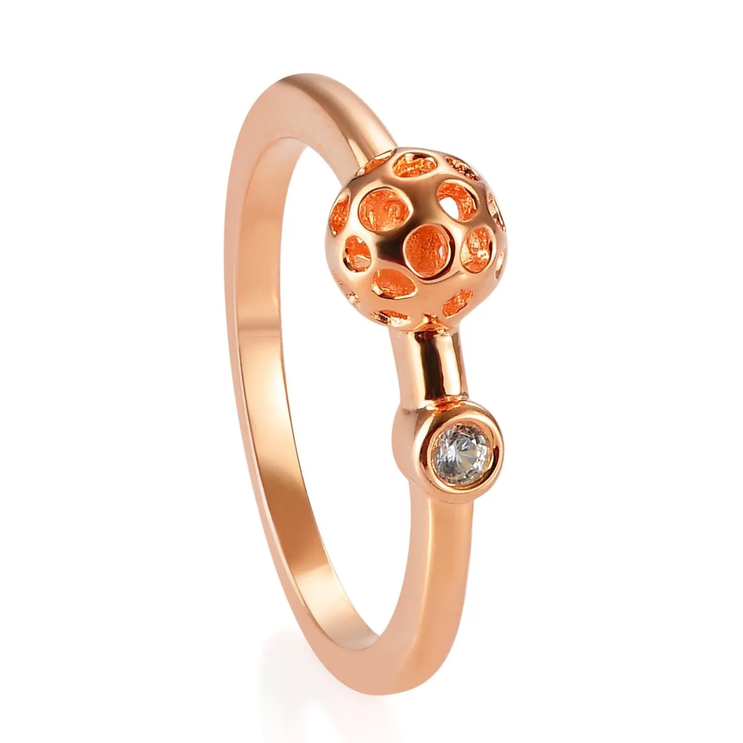 Lattice Globe Ring with Natural Cambodian Zircon