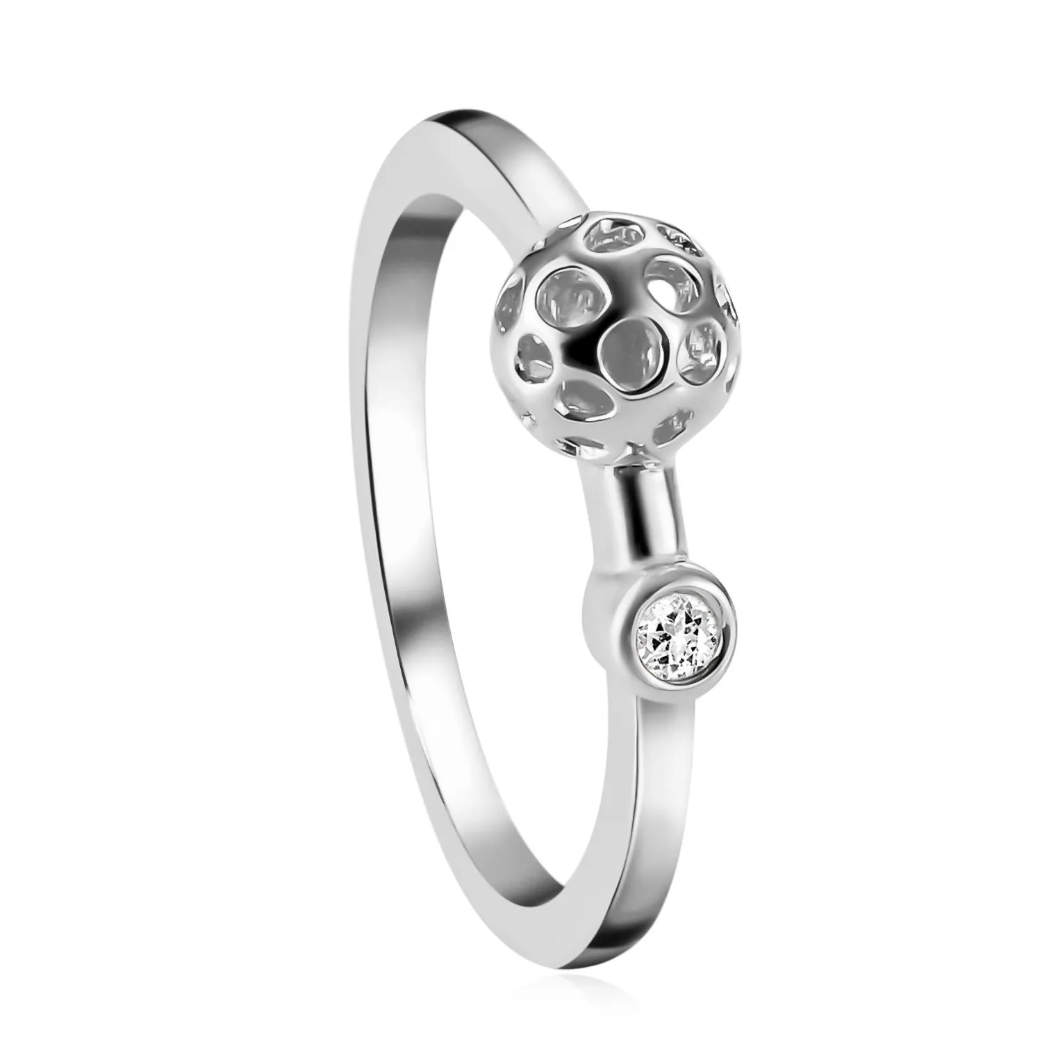 Lattice Globe Ring with Natural Cambodian Zircon