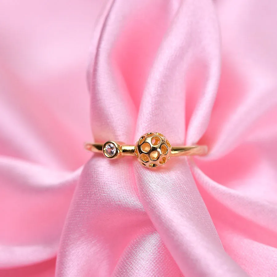 Lattice Globe Ring with Natural Cambodian Zircon