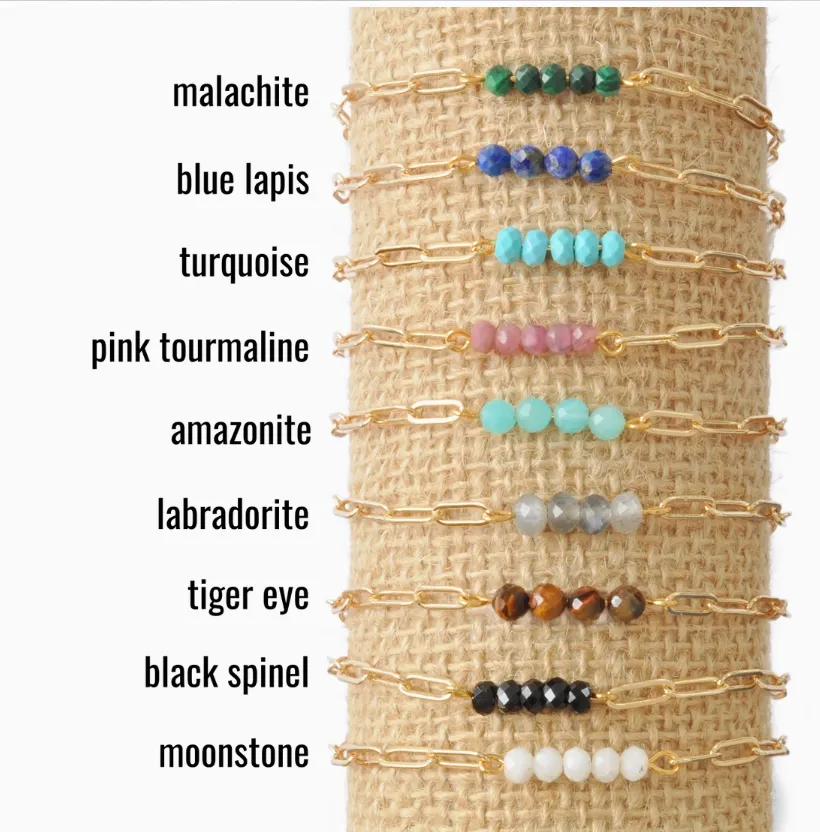 Libby & Smee Gemstone Paper Clip Chain Link Bracelet