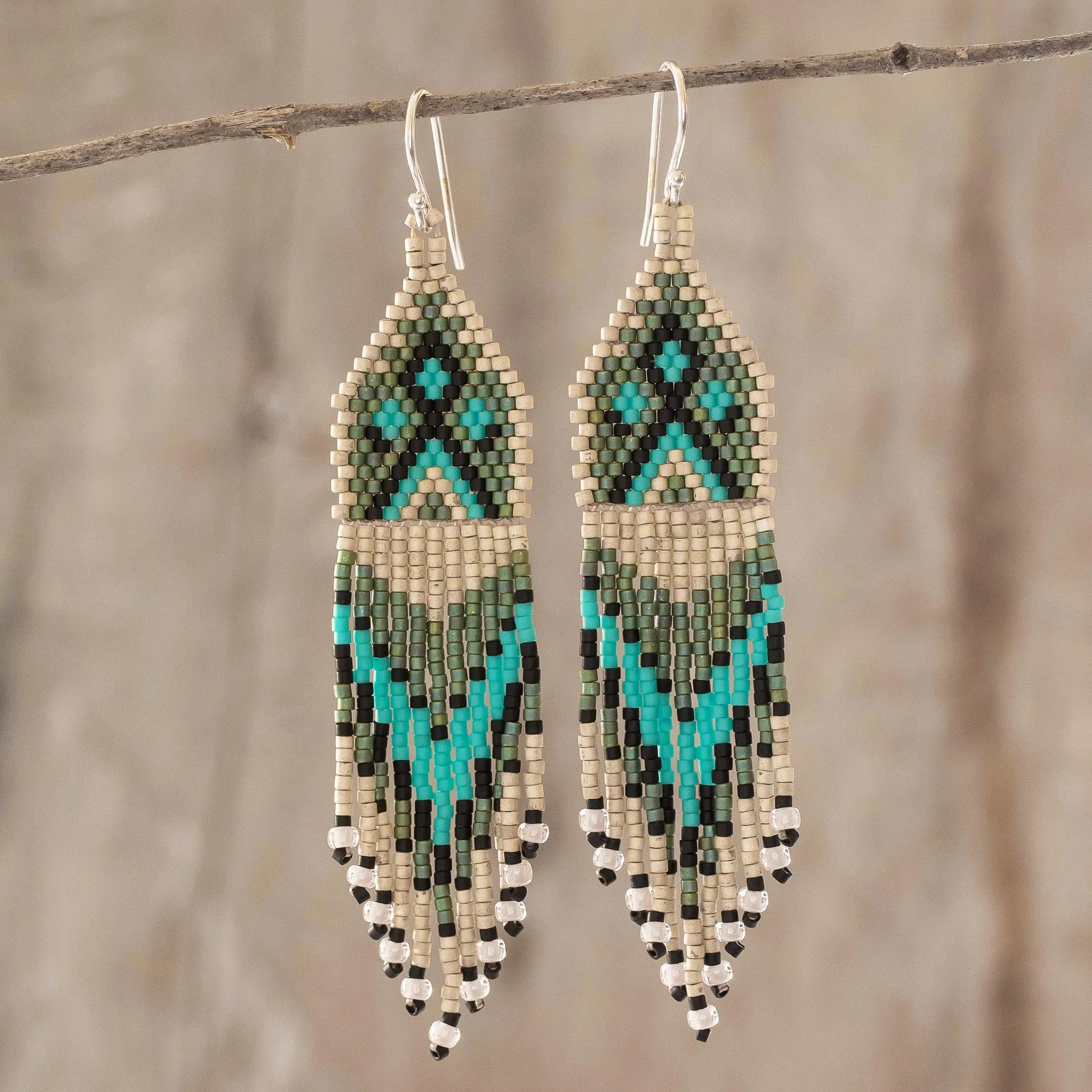 Long Beaded Waterfall Earrings - Santiago Kites | NOVICA