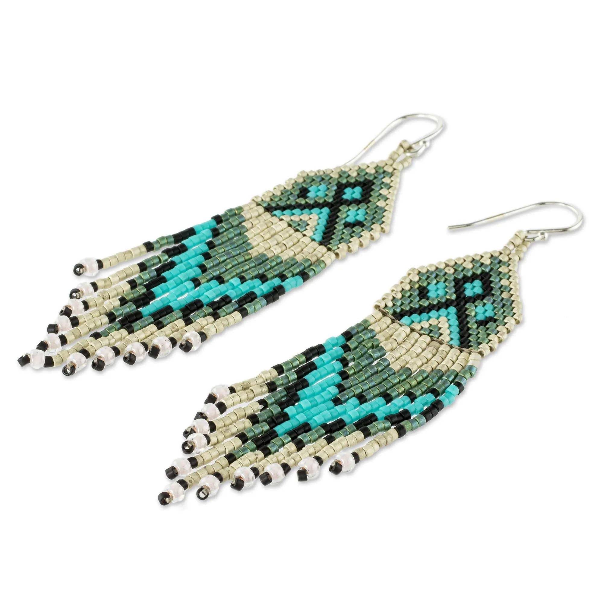Long Beaded Waterfall Earrings - Santiago Kites | NOVICA