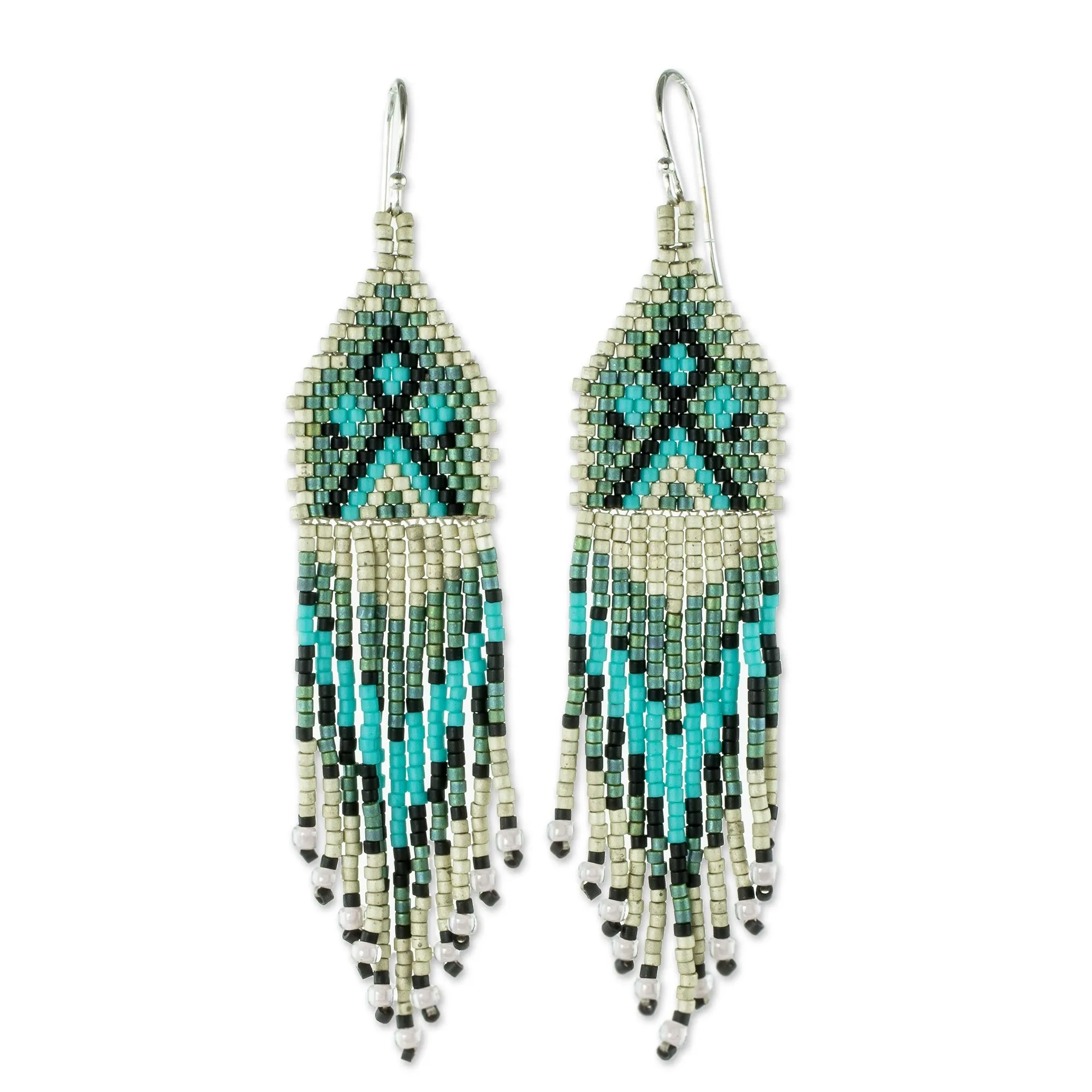 Long Beaded Waterfall Earrings - Santiago Kites | NOVICA