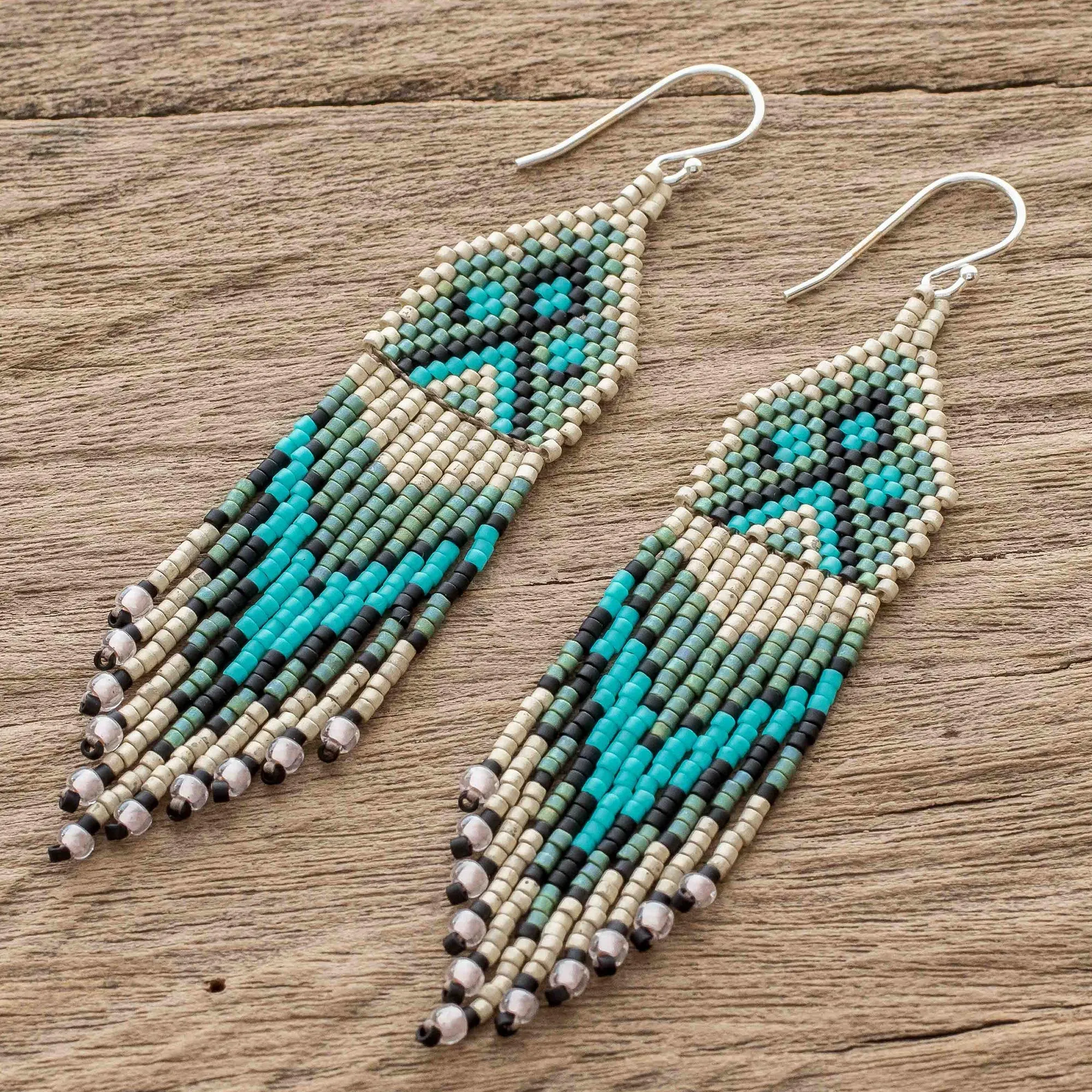 Long Beaded Waterfall Earrings - Santiago Kites | NOVICA