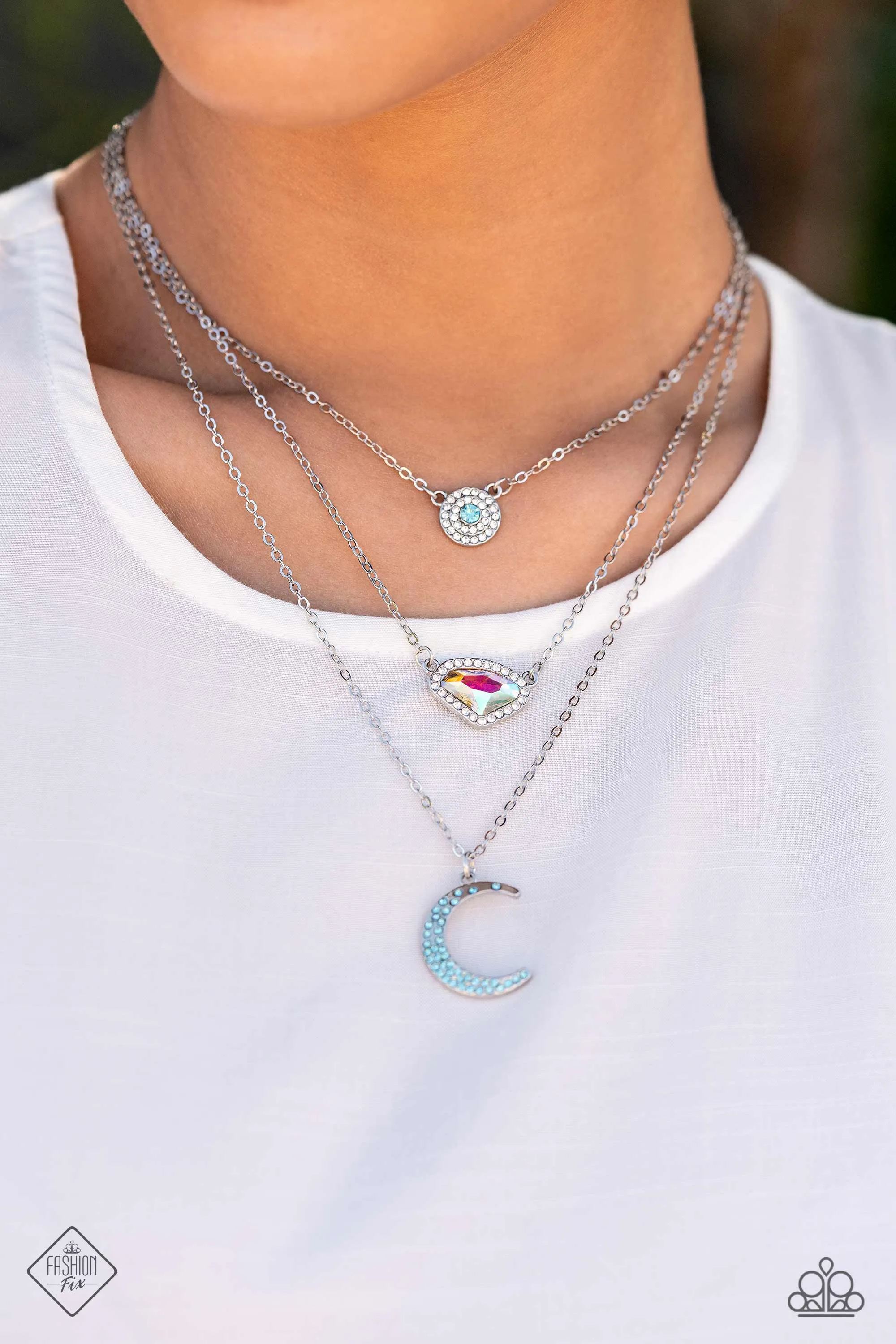 Lunar Lineup - Blue Necklace - Paparazzi Accessories