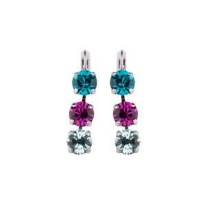 Medium Three Stone Leverback Earrings in "Kaleidoscope" - Rhodium