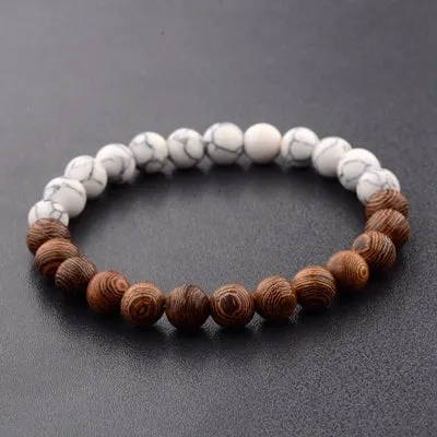 Mens Tibetan Buddha Moonstone Bead Bracelet