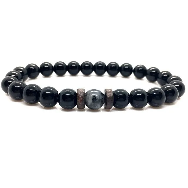 Mens Tibetan Buddha Moonstone Bead Bracelet