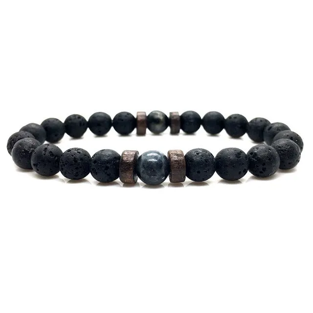 Mens Tibetan Buddha Moonstone Bead Bracelet