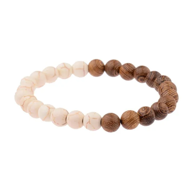 Mens Tibetan Buddha Moonstone Bead Bracelet
