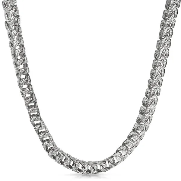 Moissanite Franco Iced Out Chain .925 Sterling Silver