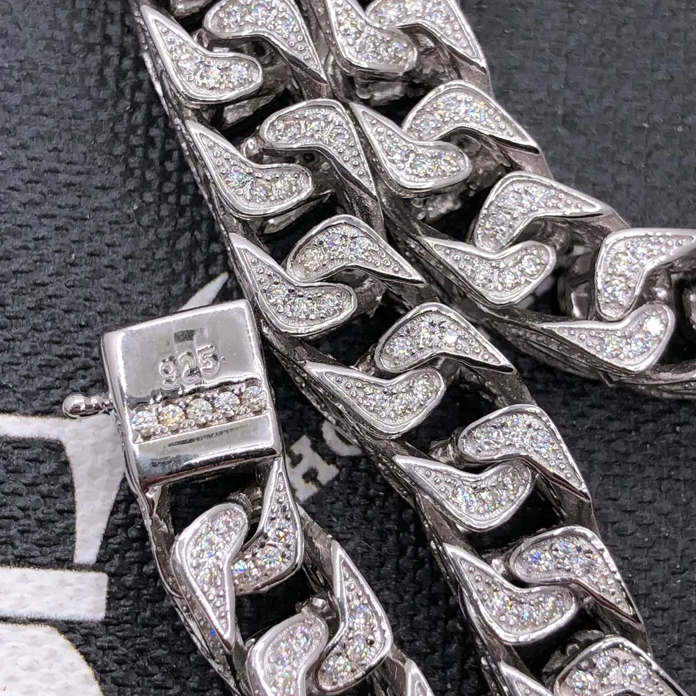 Moissanite Franco Iced Out Chain .925 Sterling Silver
