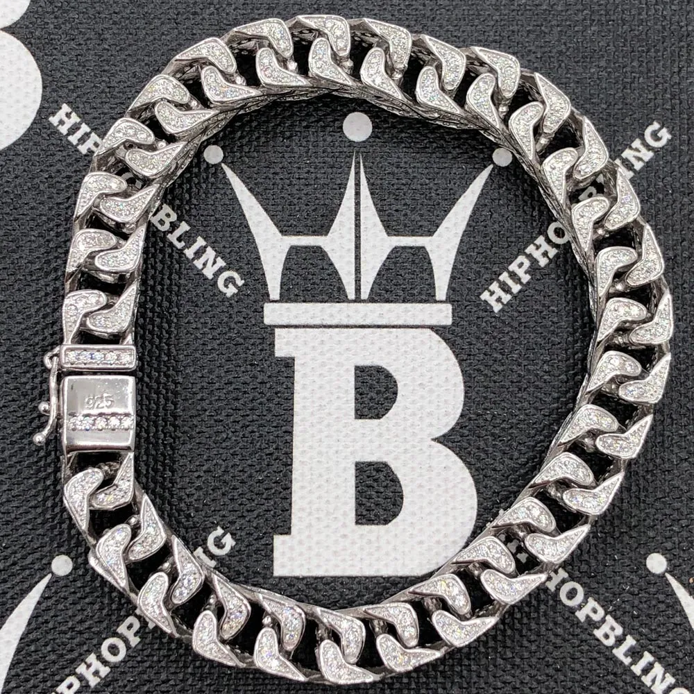 Moissanite Franco Iced Out Chain .925 Sterling Silver