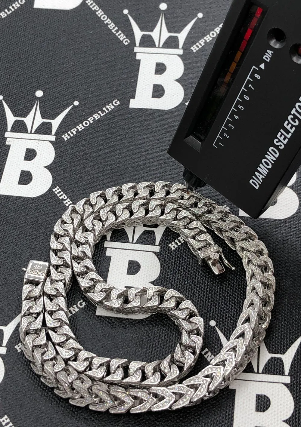 Moissanite Franco Iced Out Chain .925 Sterling Silver