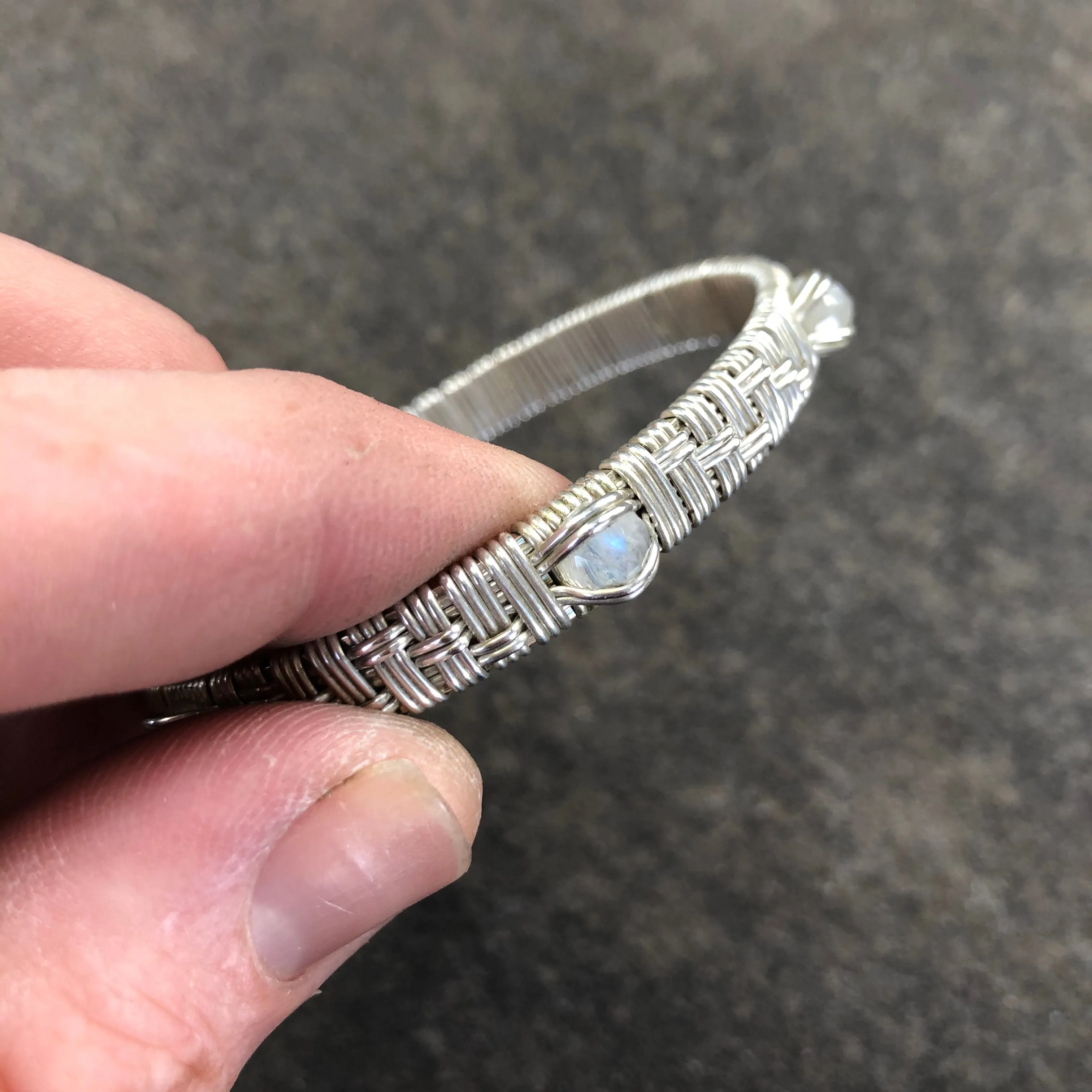 Moonstone Basket Weave Elite Bangle Bracelet
