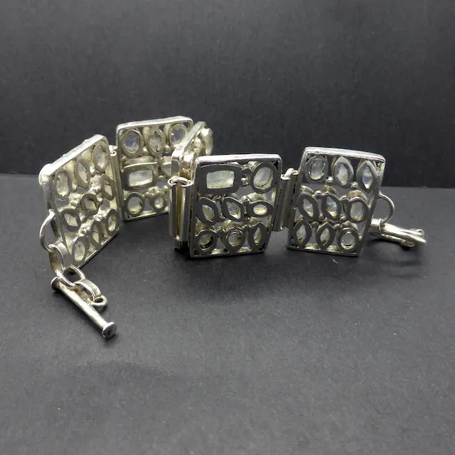 Moonstone Bracelet, 44 Faceted Stones, 925 Silver