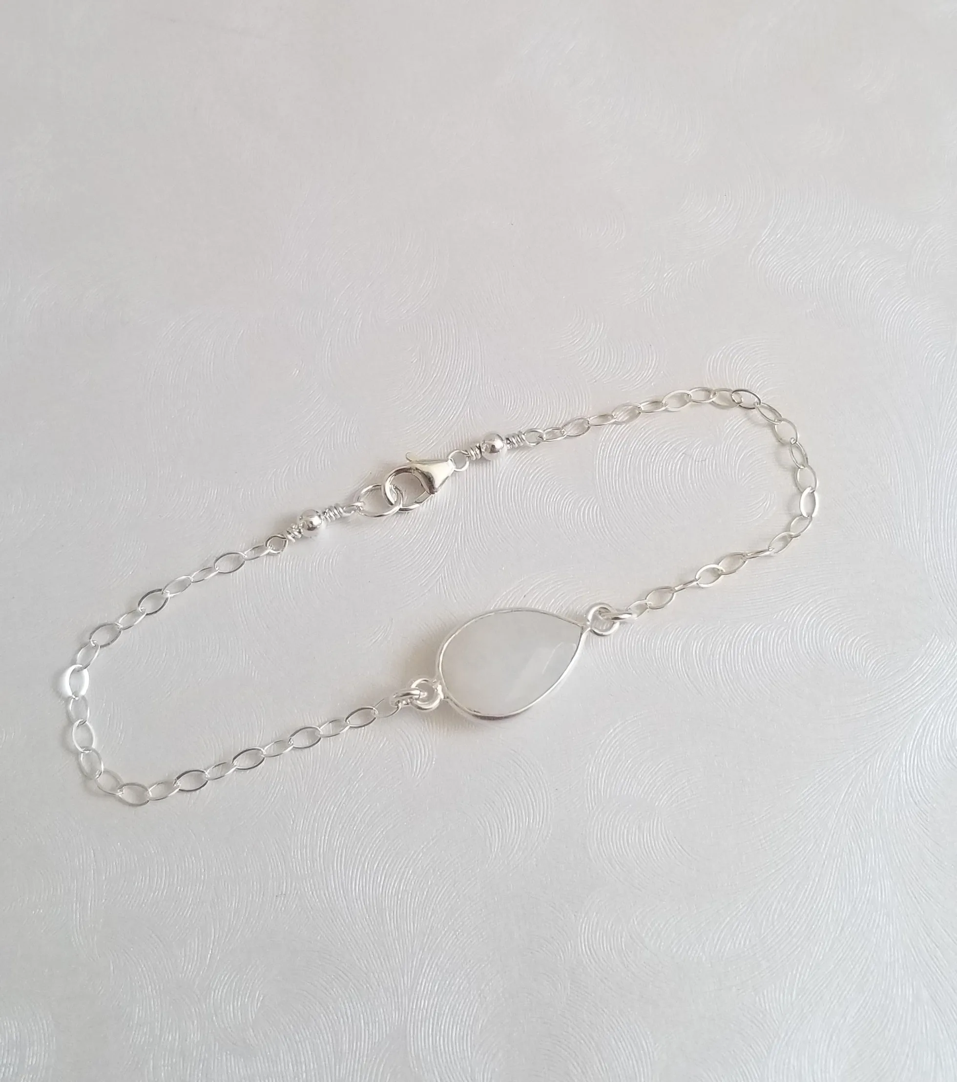 Moonstone Bracelet, Sterling Silver, Minimalist Jewelry
