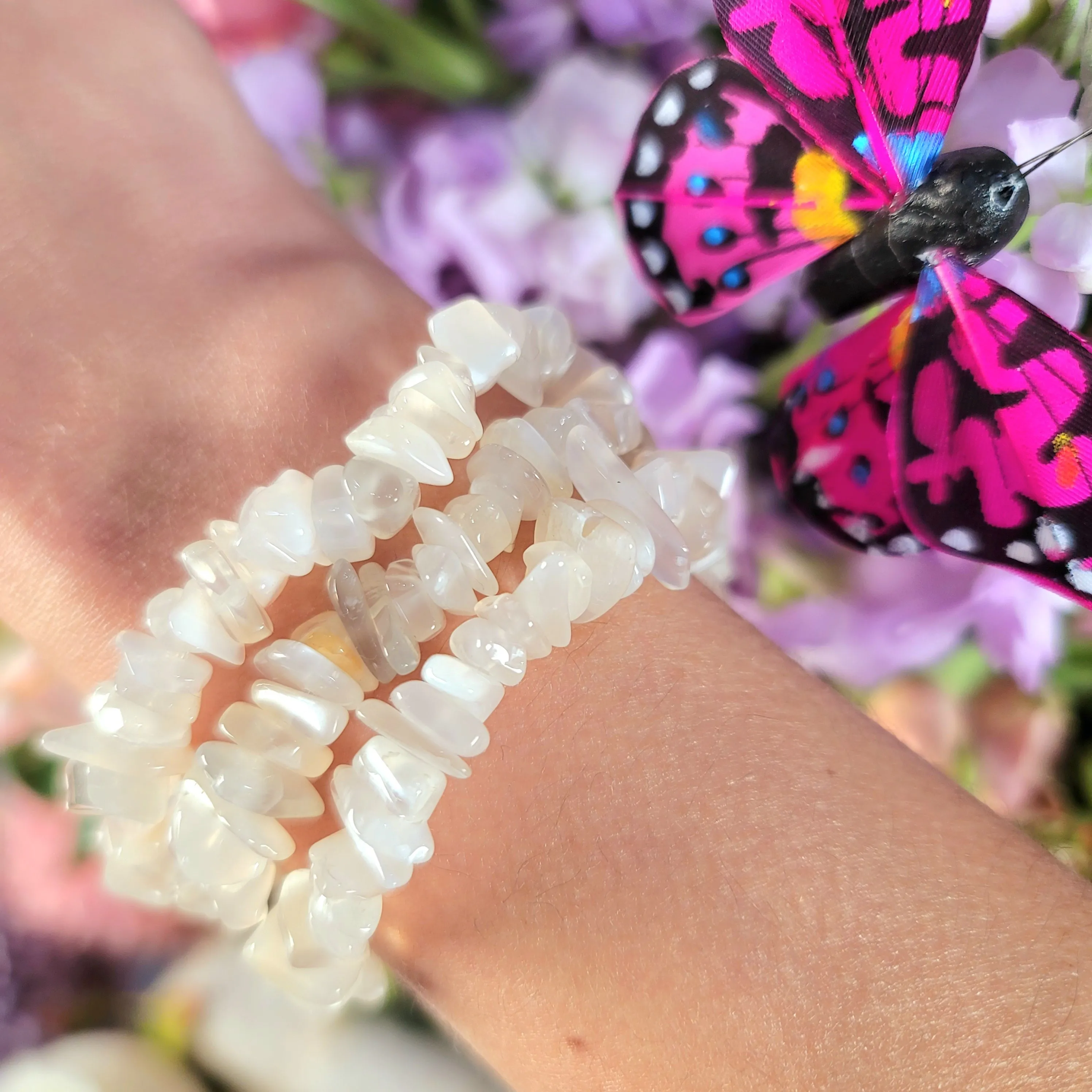 Moonstone Chip Bracelet for Connection with Goddess Energy & New Beginnings