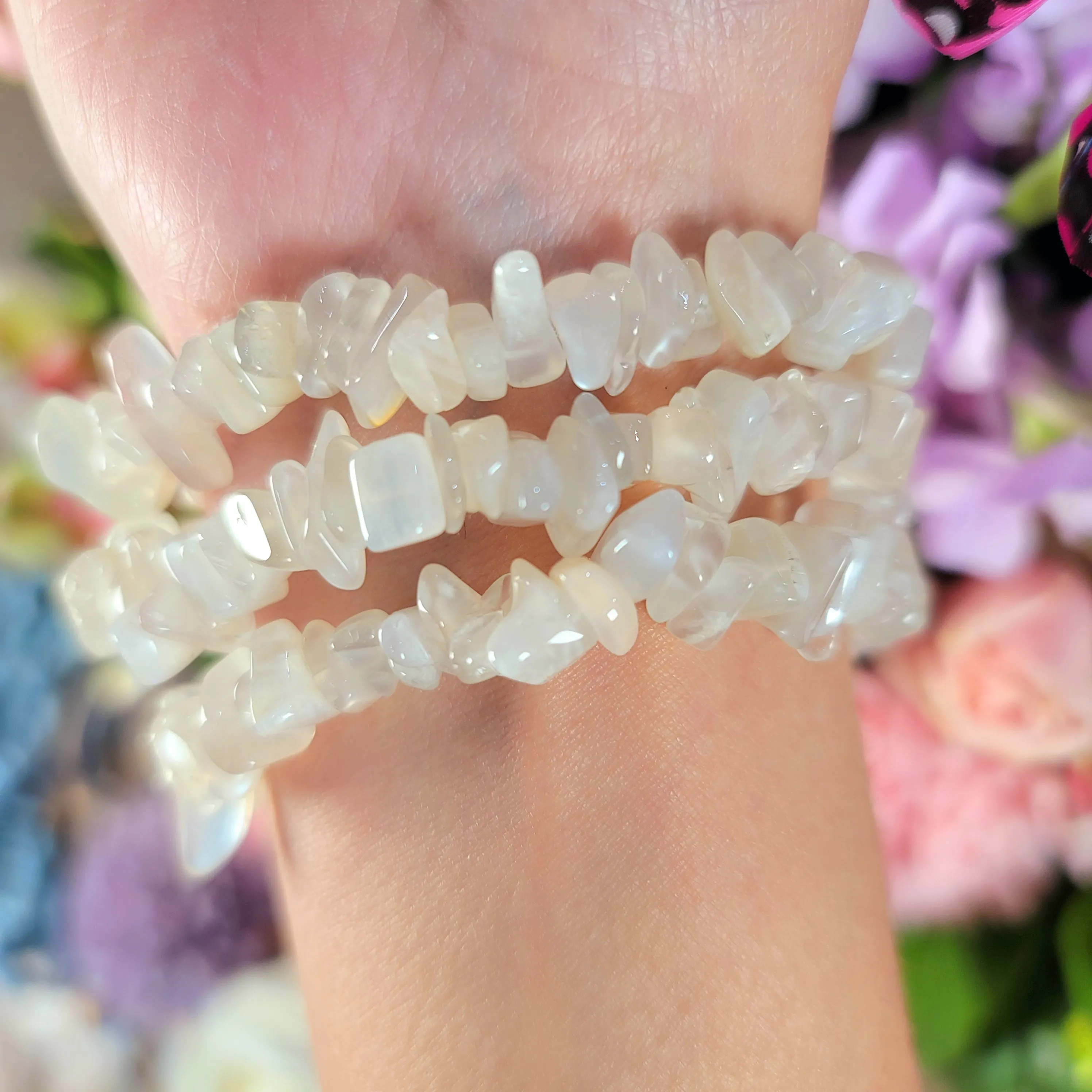 Moonstone Chip Bracelet for Connection with Goddess Energy & New Beginnings