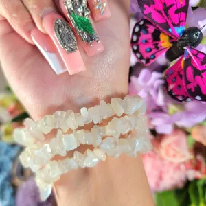 Moonstone Chip Bracelet for Connection with Goddess Energy & New Beginnings