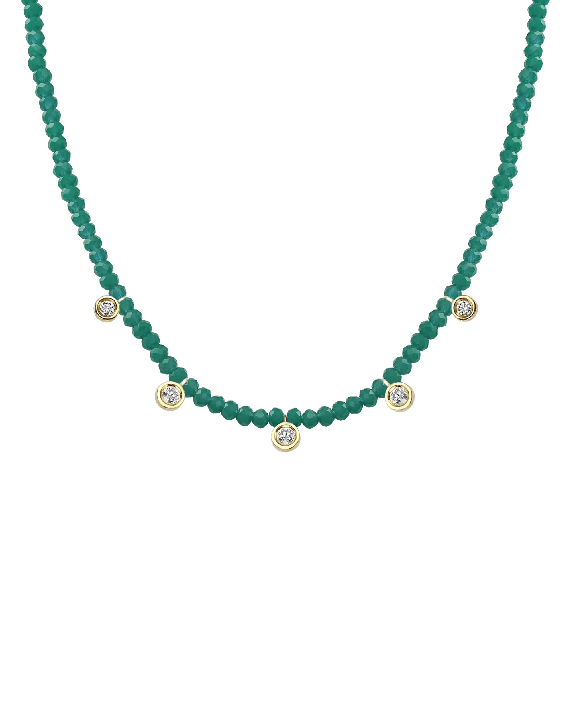 Moonstone Gemstone & Five diamonds Necklace - 14K Rose Gold