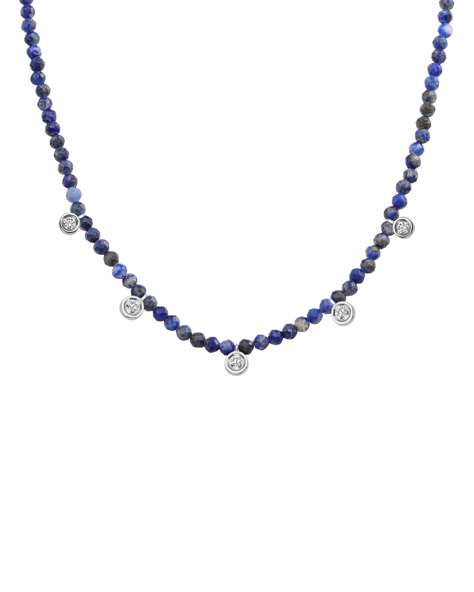 Moonstone Gemstone & Five diamonds Necklace - 14K Rose Gold