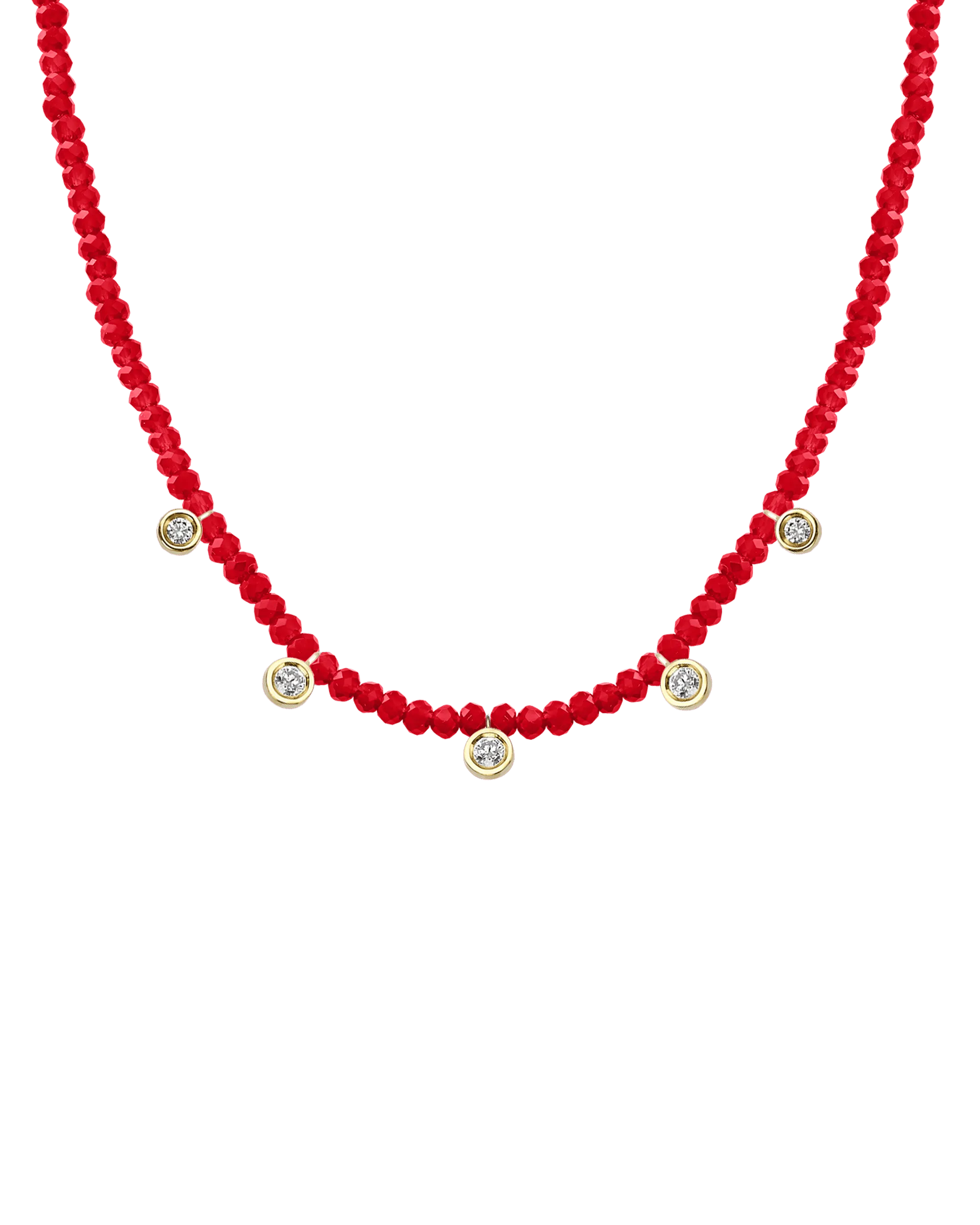 Moonstone Gemstone & Five diamonds Necklace - 14K Rose Gold