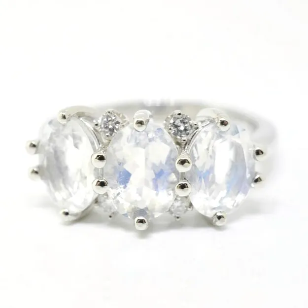 Moonstone Trio Diamond Ring