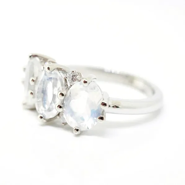 Moonstone Trio Diamond Ring