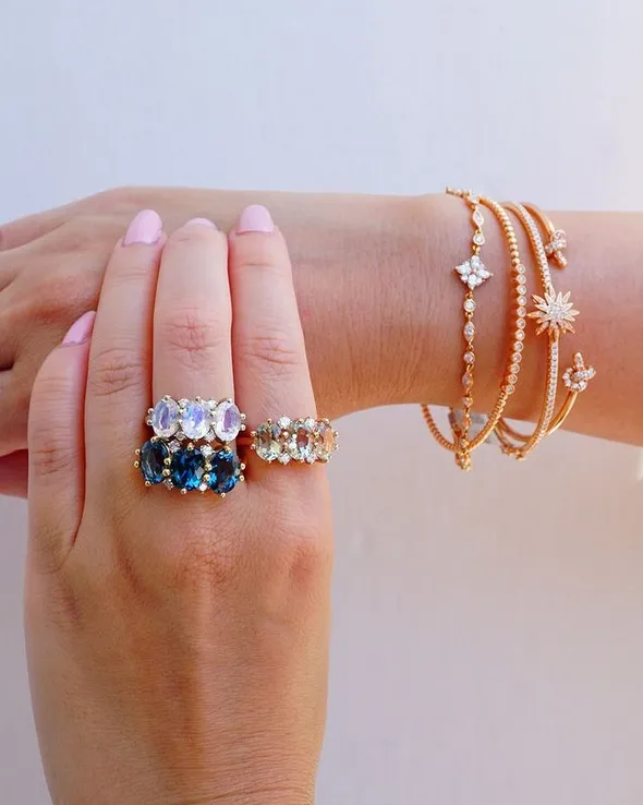 Moonstone Trio Diamond Ring
