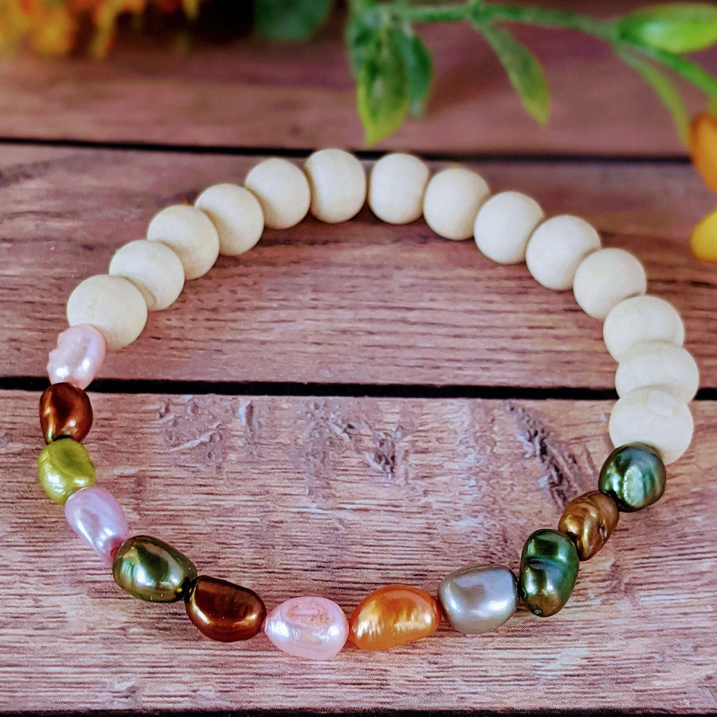 Multi Color Freshwater Pearl Stretch bracelet