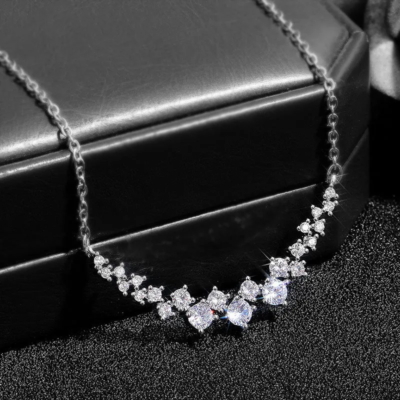 N2361 - Korean bright star zircon pendant necklace