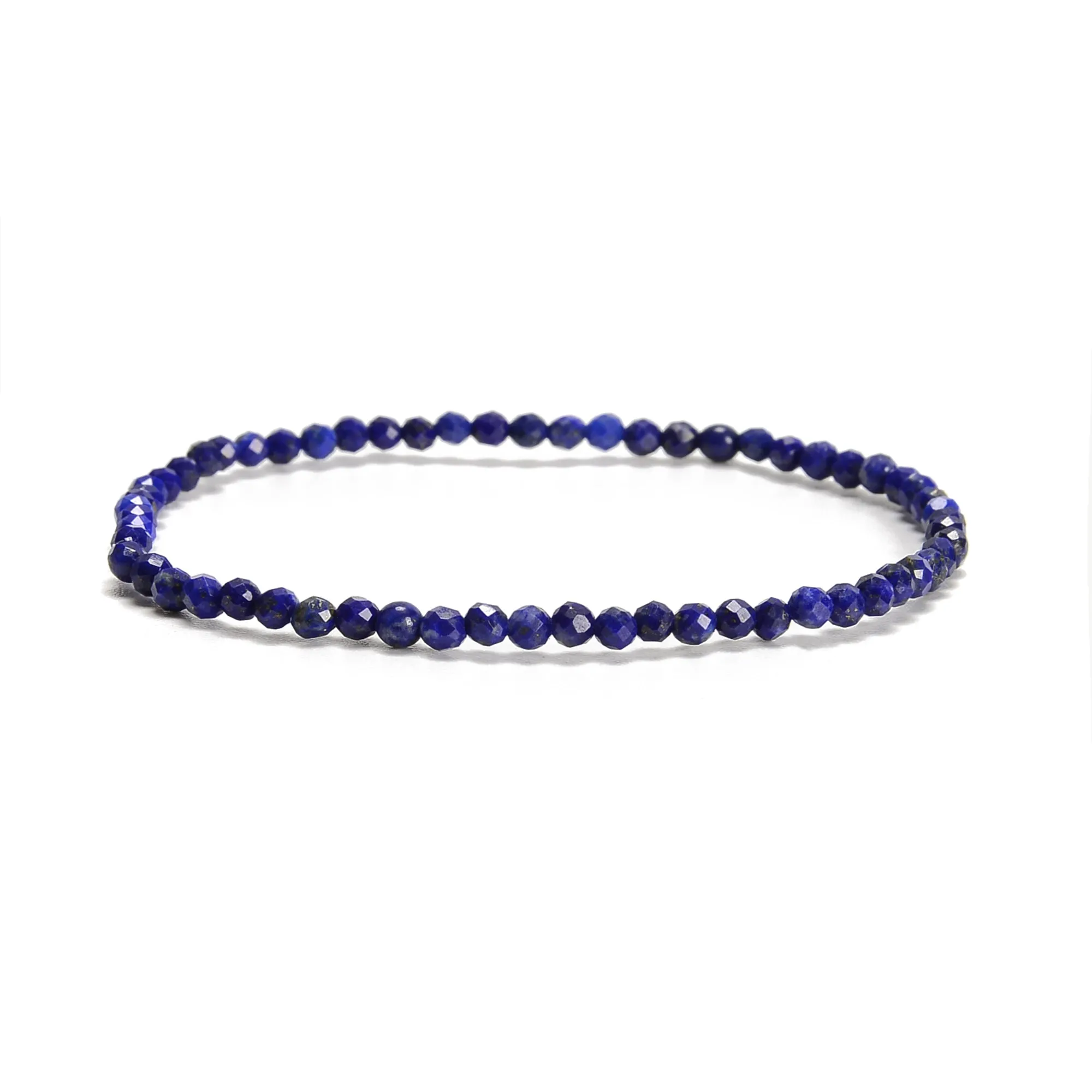 Natural Gemstone Faceted Round Beaded Elastic Bracelet 2mm 3mm 4mm 7.5'' Length