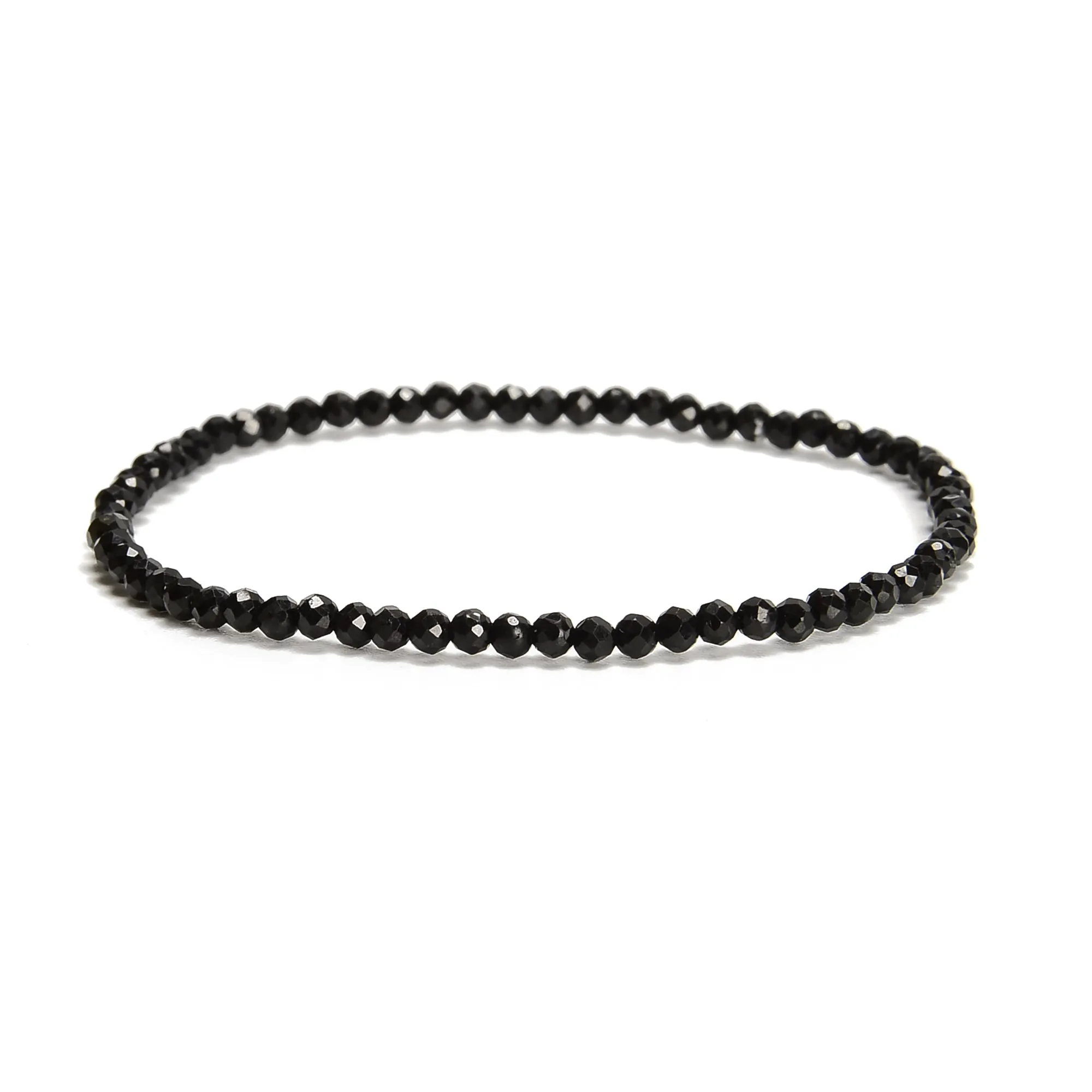Natural Gemstone Faceted Round Beaded Elastic Bracelet 2mm 3mm 4mm 7.5'' Length