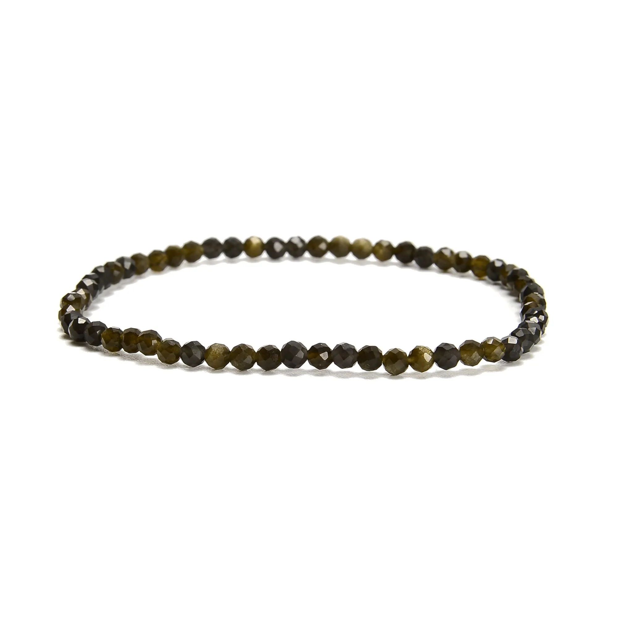 Natural Gemstone Faceted Round Beaded Elastic Bracelet 2mm 3mm 4mm 7.5'' Length
