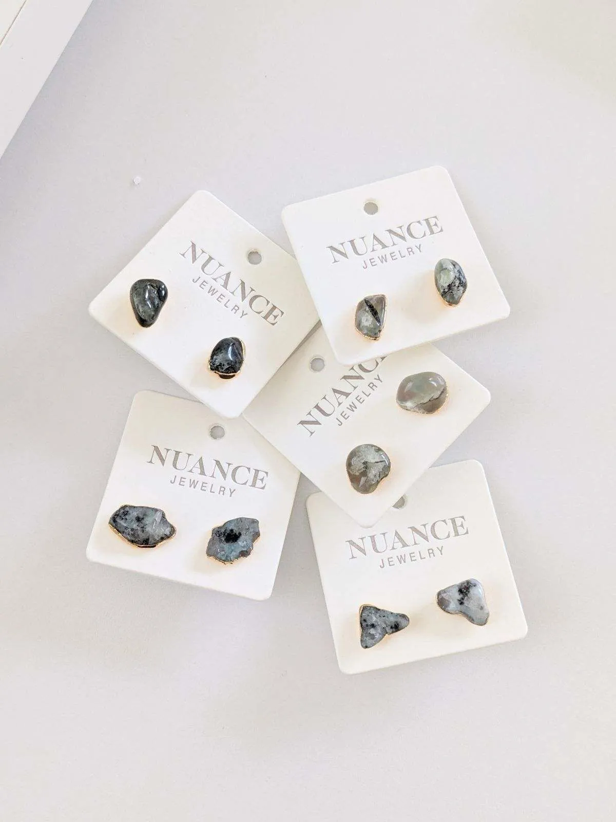 Nuance Stone Stud Earrings | Turquoise   Moss Agate