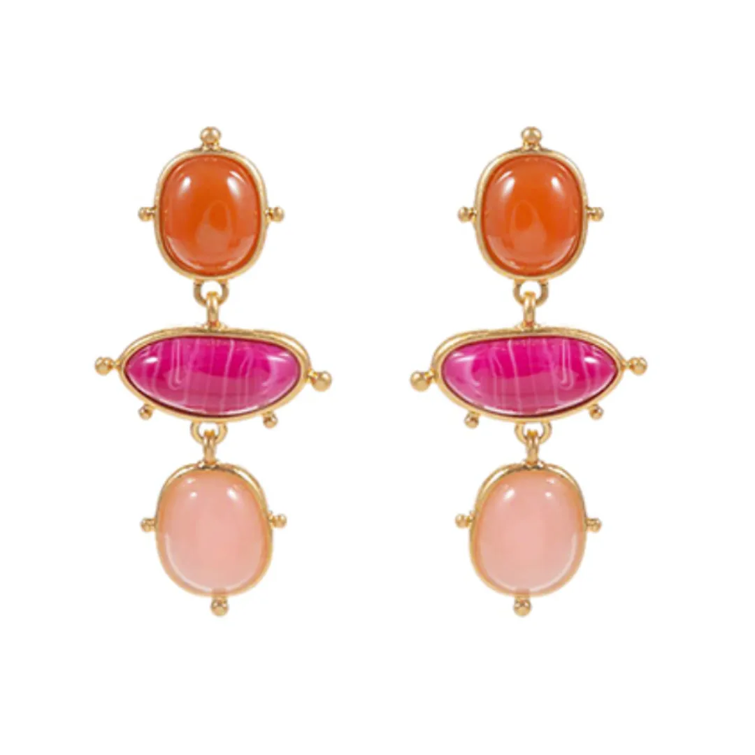 Oval Multi Stone Drop Earrings