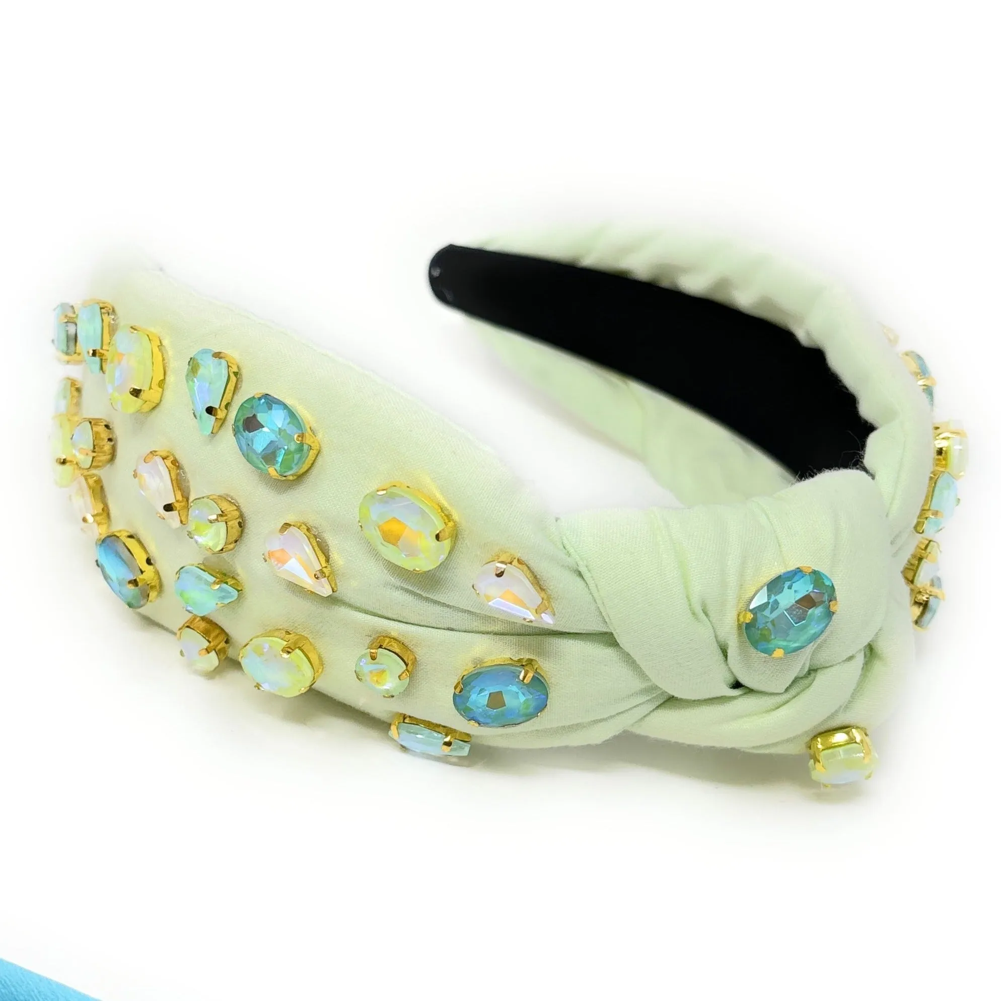 Pastel Mint Jeweled Knot Headband