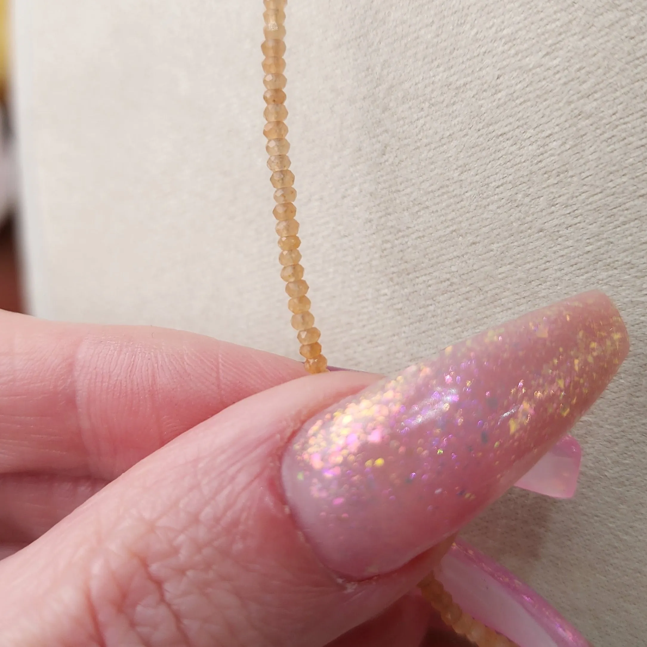 Peach Moonstone Micro Faceted Necklace  Artistic Expression, Creativity & Manifestation