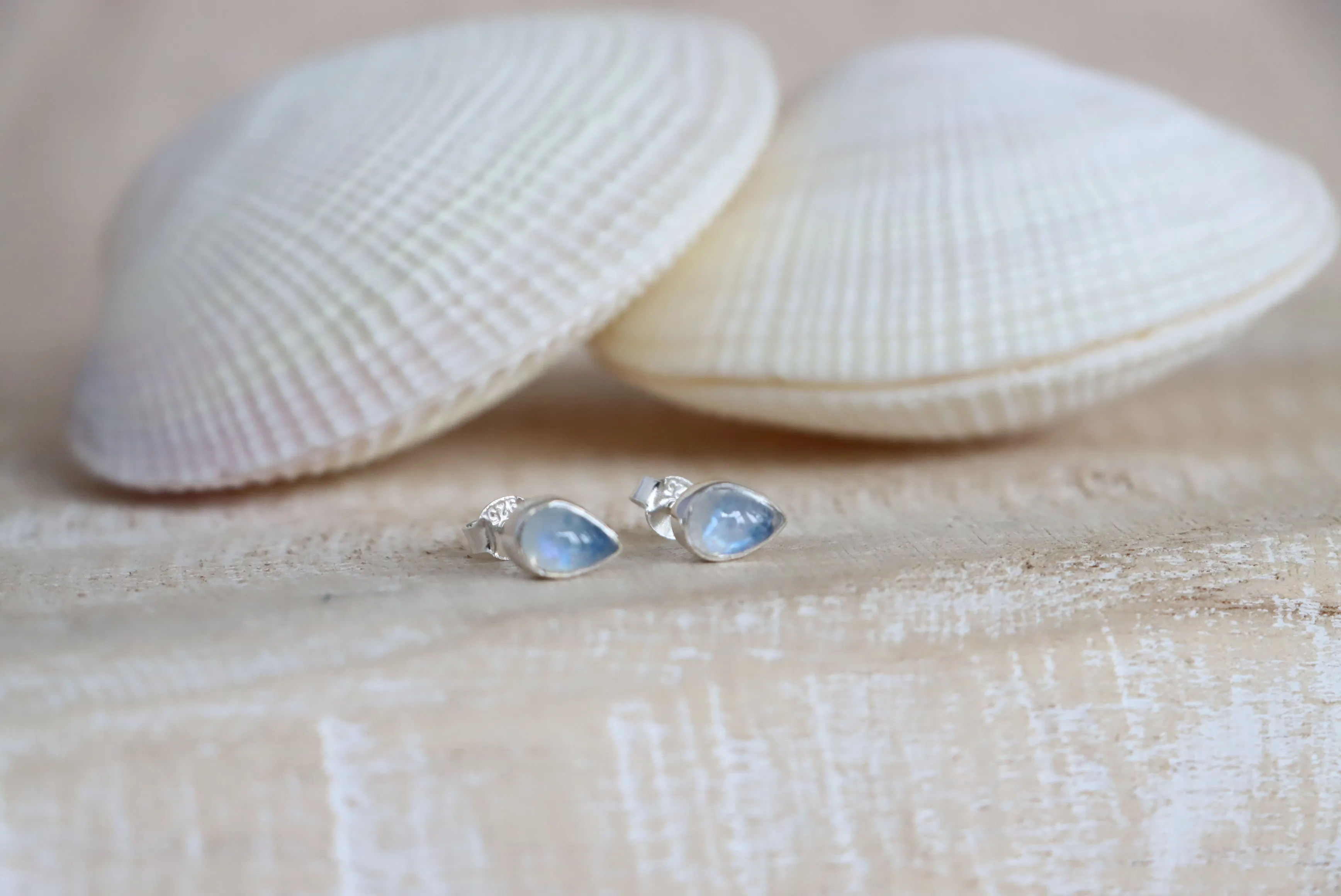 Pear Blue Moonstone Studs