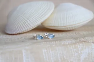 Pear Blue Moonstone Studs