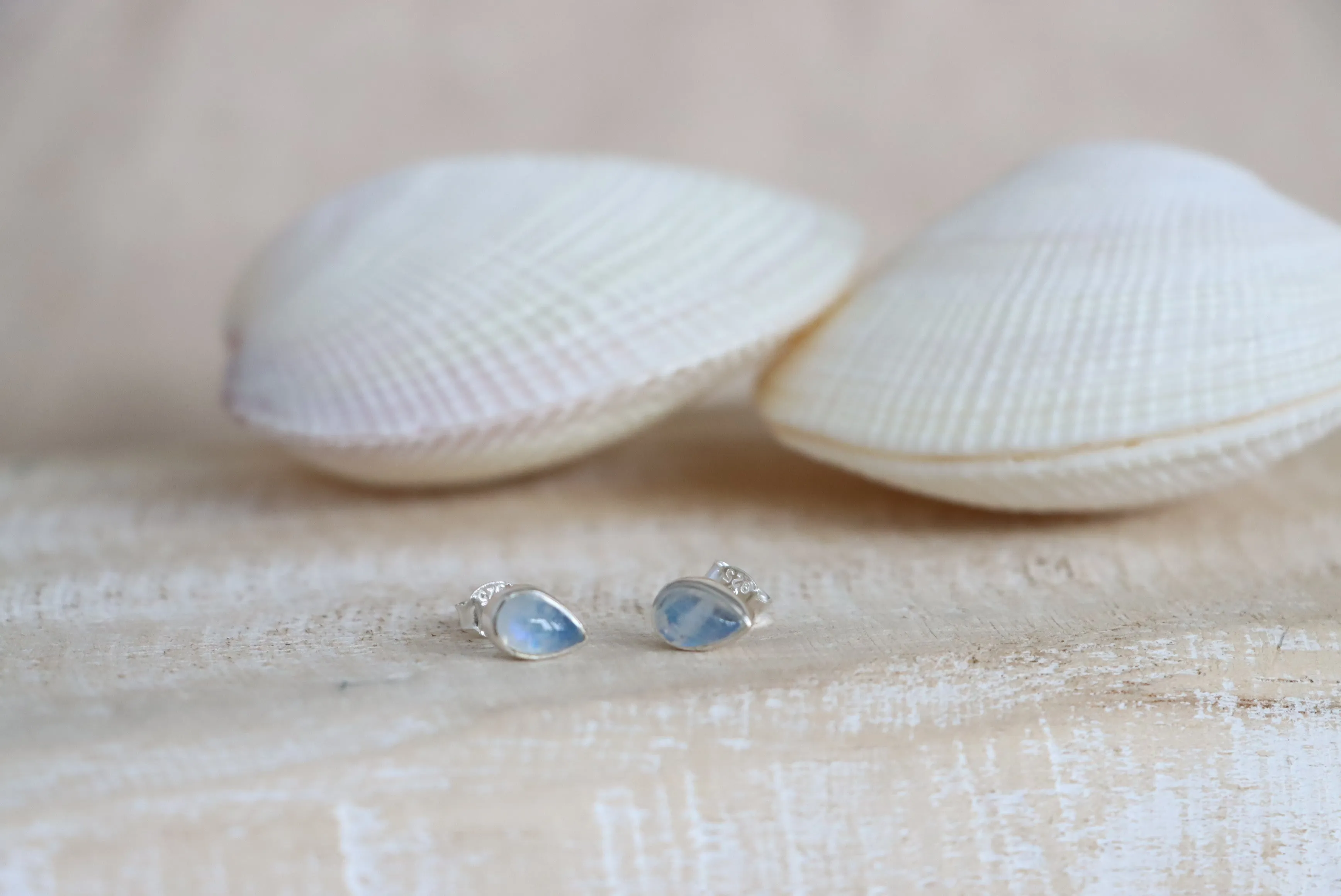 Pear Blue Moonstone Studs