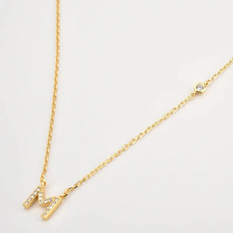 Personalized Mini Zircon A-Z Initial Letter Pendant Necklaces
